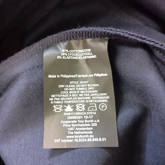 Tory Burch Vanner Pants Navy Size 12 NWT MSRP $278 Zip Front Stretch - Picture 3 of 6